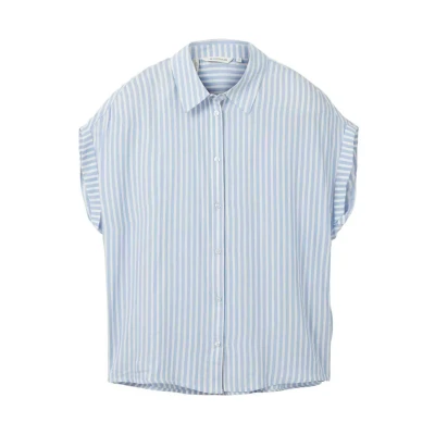 Abbildung von TOM Tailor Gestreifte Hemdbluse, Damen, Größe: 40, Blue white thin stripe