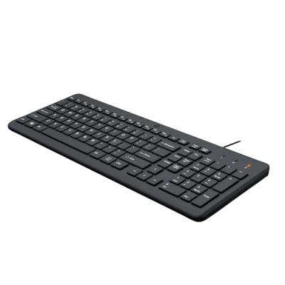 Abbildung von HP 150 spanische QWERTY Tastatur mit Kabel (LED Anzeige, USB A, 12 Tastenkombinationen, Windows 10, 11), Schwarz