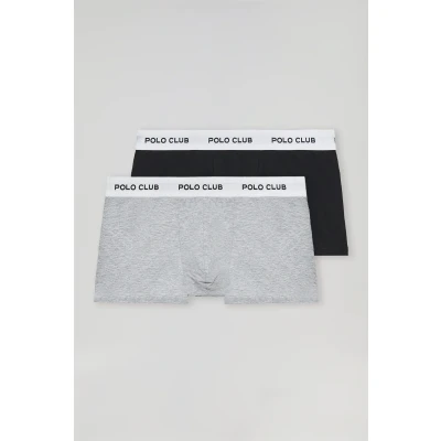Abbildung von Polo Club Herren Pack Mit Zwei Boxershorts Schwarz Und Grau Logo Xxl