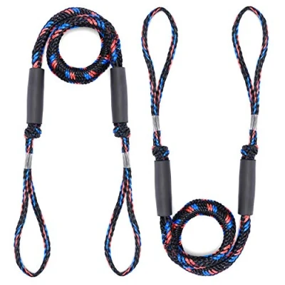 Abbildung von Arola Bungee Dock Line Festmacher Seil für Boote Leine Leinen Schnüre Kajak Bootsankerzubehör Strecken 2 Pack (Schwarz + Blau Rot)