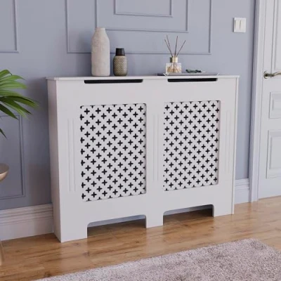 Abbildung von Vida Designs Oxford Heizkörperverkleidung aus traditionellem lackiertem MDF, weiß, Größe M