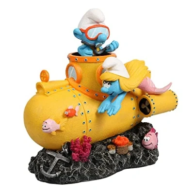 Abbildung von Smurfs AquaDella Aqua Della, Unterwasser Schlümpfe Figur, 15,8 x 10,8 16 cm, sehr detailliert und aus Polyesterharz, ungiftig pH neutral, für Süß Salzwasseraquarien