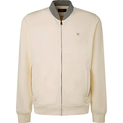 Abbildung von Hackett London Men&#039;s Bomber Fz Jacket Sweatshirt, Ecru, 3XL