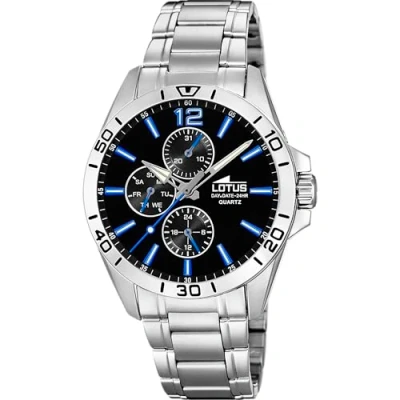 Abbildung von Lotus Herren Chronograph Edelstahl Silber Schwarz Blau, Durchmesser: 42mm, Wasserdichtigkeit: 5 Bar, 18812/4
