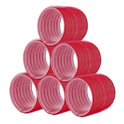 Abbildung von PONIK&#039;S PROFESSIONAL Haarrollen Lockenwickler, Lockenwickler Selbsthaftend Set, Haar Roller 6 Stücke, Locken 70 mm, Jumbo Größe Selbst Griff Rot