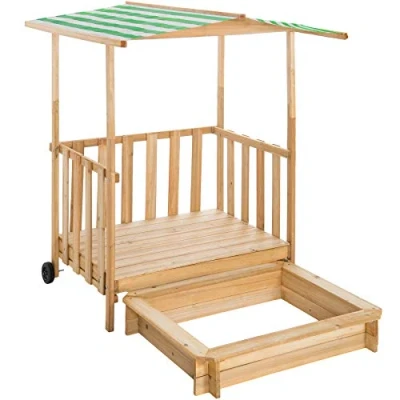 Abbildung von tectake Sandkasten Sandkiste und Spielveranda mit Dach 106x105x137cm, aus Holz