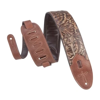 Abbildung von Levy&#039;s Leathers Sundance M4WP 002 Gitarrengurt aus geprägtem Leder, 7,6 cm breit, Western Serie Palm Pecan