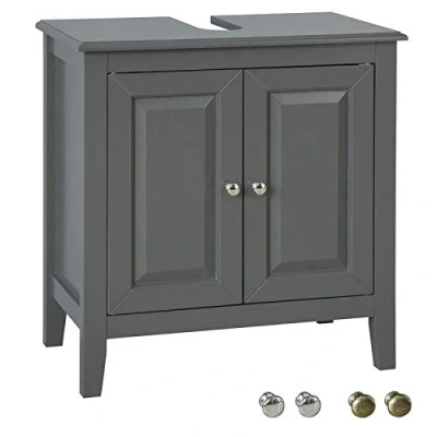Abbildung von SoBuy Waschbeckenunterschrank FRG202 Badmöbel Badschrank dunkelgrau