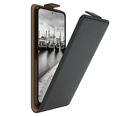 Abbildung von EAZY Case Hülle kompatibel mit Xiaomi Redmi Note 10 Pro Flip Cover zum Aufklappen, Handyhülle aufklappbar, Schutzhülle, Flipcover, Flipcase, Flipstyle vertikal klappbar, aus Kunstleder, Schwarz