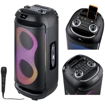Abbildung von Reflexion PSX40BT Discobeleuchtung mit Modi Auswahl Party Lautsprecher (500 W, Buetooth, Karaoke, Radio, Equalizer, Lithium Akku)
