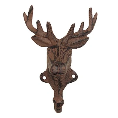 Abbildung von zeitzone Rustikaler Wandhaken Hirsch Garderobe Gusseisen Antik Braun 15cm