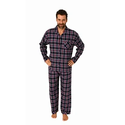 Abbildung von Trend by Normann Pyjama Herren Flanell Schlafanzug langarm zum durchknöpfen