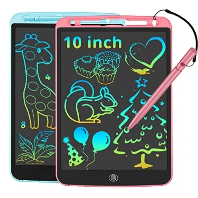 Abbildung von JOEAIS LCD Schreibtafel 2er Pack, 10 Zoll Drawing Tablet mit Stylus Lanyard, Beschäftigung Digital Notepad für Kinder im Flugzeug, Zeichentafel Jungen und Mädchen (Rosa+Blau)
