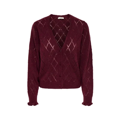 Abbildung von JDY Jdyletty LS Vneck Strickjacke, Damen, Größe: XXL, Maroon banner