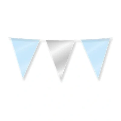 Abbildung von PD Party 7031078 Foil Bunting Vereiteln Wimpelkette, Doppelseitig, Dreieckig, Partei Dekoration Flaggen, Hellblau/Silber, 1000cm Länge x 30cm Breite 0.1cm Höhe