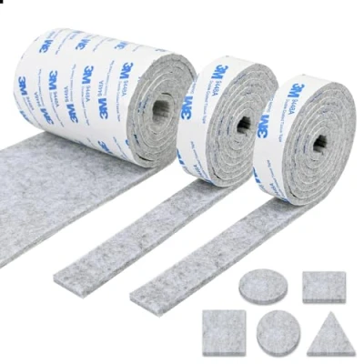 Abbildung von Vicloon Filzgleiter Selbstklebend, 3 Rollen Filz Selbstklebende(120 * 10cm *1er / 120 2cm *2er), Stark Filzstreifen Stühle und Möbelfüße, Schneiden Sie Jede Form, Grau Möbelgleiter