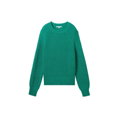 Abbildung von TOM Tailor Denim MIT Leichten BALLONÄRMELN Strickpullover, Damen, Größe: XS, Jade green