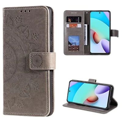 Abbildung von CoverKingz Handytasche kompatibel mit Xiaomi Redmi Note 11 Pro/Note Pro Plus Handy Case Kartenfach Handyhülle Flipcase klappbar Motiv Mandala Grau