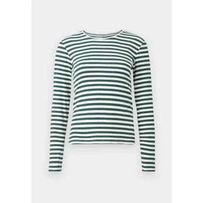Abbildung von Pieces Pcruka Langarmshirt, Damen, Größe: Small, Trekking green/cloud dancer