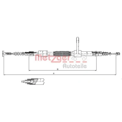 Abbildung von METZGER 251.34 Handbremsseil hinten links 1235/961 Scheibenbremse COFLE ALFA ROMEO: 147