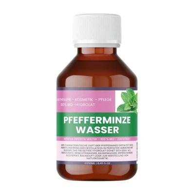 Abbildung von Nakobe Pfefferminze Hydrolat Bio 250 ml Mentha piperita flower Water 100% naturrein Hautpflege