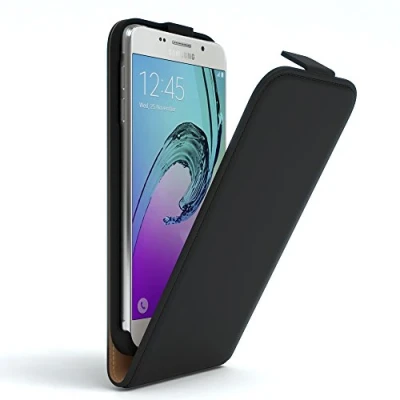 Abbildung von EAZY Case Hülle kompatibel mit Samsung Galaxy A5 (2016) Flip Cover zum Aufklappen, Handyhülle aufklappbar, Schutzhülle, Flipcover, Flipcase, Flipstyle vertikal klappbar, Kunstleder, Schwarz