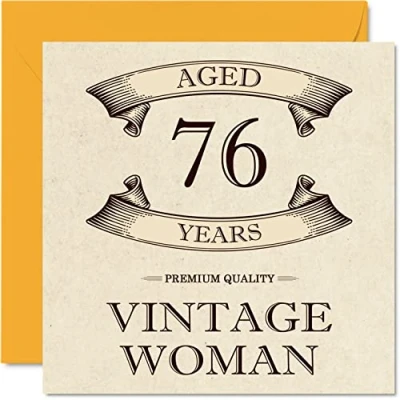 Abbildung von Stuff4 Geburtstagskarte zum 76. Geburtstag für Frauen Alter 76 Jahre lustige Mama Schwester Ehefrau Oma Tante, 145 mm x Damen Grußkarten,
