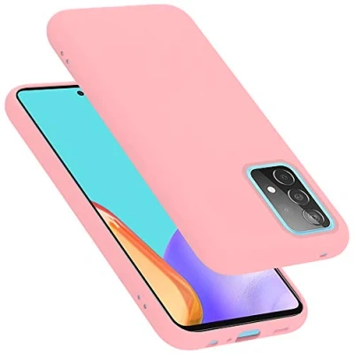 Abbildung von Cadorabo Hülle kompatibel mit Samsung Galaxy A52 (4G / 5G) A52s Handyhülle für Case aus flüssigem Silikon stoßfeste dünne TPU Schutzhülle Liquid PINK