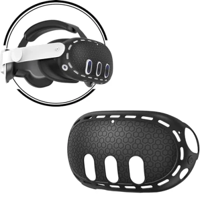 Abbildung von Baomaeyea VR Headset Shell Schutzhülle für Meta Quest 3,Silikon Front Face Protector Abdeckung Kompatibel mit 3 Schockproof &amp; Dauerhafter umfassender Schutz VR(schwarz)