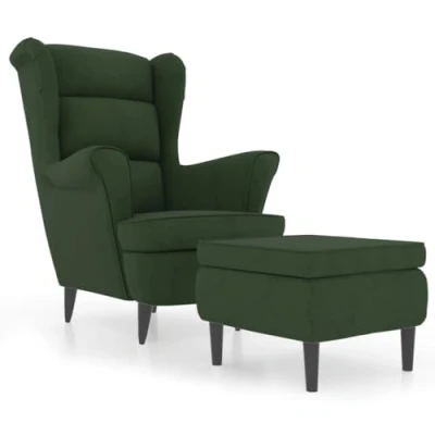 Abbildung von vidaXL Ohrensessel mit Hocker Armlehnen Fernsehsessel Polstersessel Loungesessel Wohnzimmersessel TV Sessel Ruhesessel Relaxsessel Dunkelgrün Samt