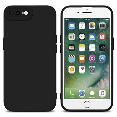 Abbildung von Cadorabo Hülle kompatibel mit Apple iPhone 7 Plus 7S 8 Schutzhülle TPU Silikon Case Liquid Design Kameraschutz Slim Kratzfest Gummi für in Schwarz