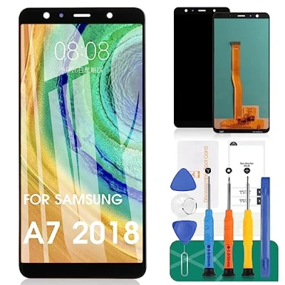 Abbildung von Incell LCD Bildschirm für Samsung Galaxy A7 2018 Ersatz SM A750F Touch Digitizer Montage A750G, A750C, A750X, A750N Reparatur Kit (Schwarz)