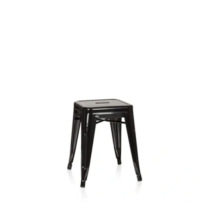 Abbildung von hjh OFFICE 645000 Metall Hocker VANTAGGIO Schwarz Sitzhocker im Industry Design, stapelbar, niedrig