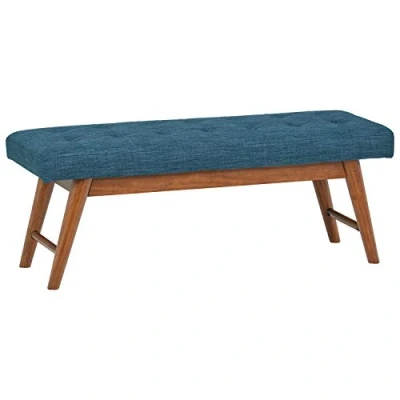 Abbildung von Amazon Basics Moderne gepolsterte Haraden Bank mit Knopftuft, 112 cm breit, Marineblau (Früher Rivet)
