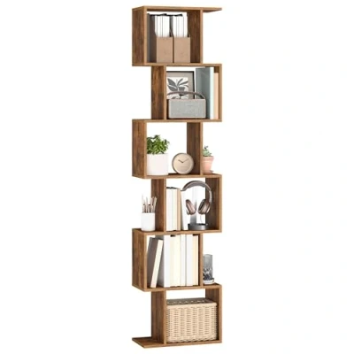 Abbildung von VASAGLE Bücherregal, Regal mit 6 Ebenen, 24 x 40 191 cm, Standregal, Büroregal, freistehend, Dekoregal, zur Präsentation, modern, für Wohnzimmer, Schlafzimmer, Büro, vintagebraun LBC461K01