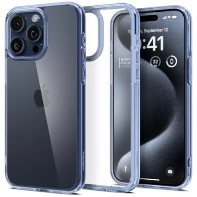 Abbildung von Spigen für iPhone 15 Pro Ultra Hybrid Hülle [Anti Yellowing] Case Handyhülle Schutzhülle Cover Transparent Durchsichtig Dünn Slim Sky Crystal
