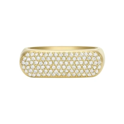 Abbildung von Fossil Damen Siegelring Heritage D Link Glitz Edelstahl goldfarben, JF045857108