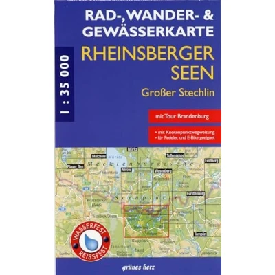 Abbildung von Rad Wander und Gewässerkarte Rheinsberger Seen, Großer Stechlin: Mit Canow, Kleinzerlang, Flecken Zechlin, Rheinsberg, Dollgow, Menz, Neuglobsow. ... , Gewässerkarten, 1:35.000)