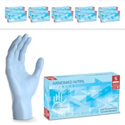 Abbildung von 1000 Stück ARNOMED Einweghandschuhe Hellblau, Einmalhandschuhe S, Nitril Handschuhe Einweg, Nitrilhandschuhe puderfrei, Gummihandschuhe Schutzhandschuhe, in XS, M, L, XL