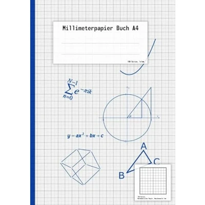 Abbildung von Millimeterpapier Buch A4: mit 100 Seiten, Millimeter Papier (1mm), Softcover, perfekt für Skizzen, Mathe, Gemometrie, Wissenschaft, Bullet Journal