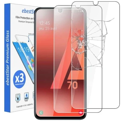 Abbildung von ebestStar kompatibel mit Samsung Galaxy A70 Panzer Schutz Glas (x3 Stück) SM A705F Schutzfolie, 9H gehärte Schutzglas, HD Displayschutz, Ultrabeständig