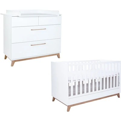 Abbildung von arthur berndt Babymöbel Set &quot;Babyzimmer &quot;Lina&quot; 2 teilig&quot;, (Spar Set, tlg., bestehend aus Kinderbett und Wickelkommode)