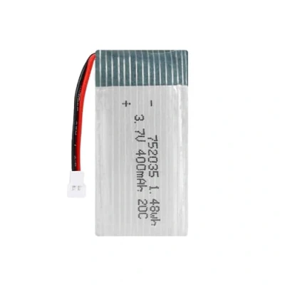 Abbildung von Lithium Polymer Akku 3.7V 400mAh 752035 20C Wiederaufladbarer Lipo Ion mit XH2.54 2P Stecker für RC Drohne Flugzeug Zubehörteil