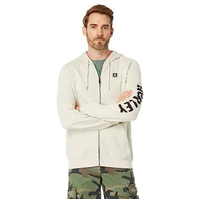 Abbildung von Hurley Herren Icon Boxed Fleece Reißverschluss Pullover Sweater, Knochenfarben, L