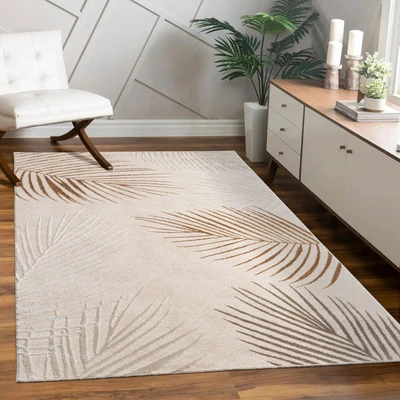 Abbildung von Paco Home Teppich &quot;Tuana 218&quot;, rechteckig, Kurzflor, modernes Blätter Design, Hoch Tief Struktur, Wohnzimmer