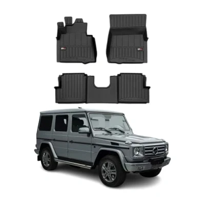 Abbildung von OMAC Gummi Fußmatten kompatibel mit Mercedes G Klasse W463 1990 2018 Premium TPE Schwarz 3X