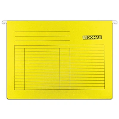 Abbildung von DONAU 7410905 11 Hängemappe Aus Recycling Karton 230 GSM für DIN A4 Seitlich offen Farbe: Gelb 5er Packung auswechselbarem Blanko Schildchen ideal Büro und Schule der BehördeGrünen Punk