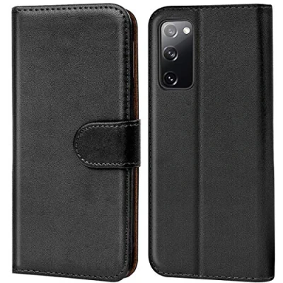 Abbildung von Verco Handyhülle für Samsung Galaxy S20 FE Hülle, Bookcase Tasche Flipcover Case [Kartenfächer/Aufstellfunktion], Schwarz