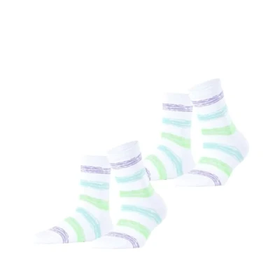 Abbildung von ESPRIT Damen Brushed Stripes 2 Pack W SO Baumwolle gemustert Paar Socken, Weiß (White 2000), 35 38 (2er Pack)