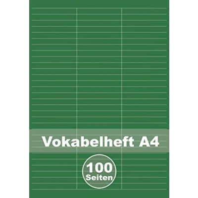 Abbildung von Vokabelheft A4 3 Spalten: DIN 100 Seiten dreispaltig Lineatur 54